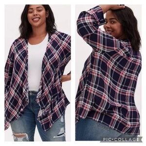 NWT Torrid Gauze Roll Tab Sleeve 3rd Piece Flannel
Cardigan 1X